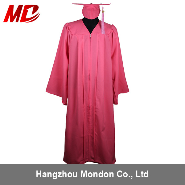 Wholesale Custom Pink Matte Polyster Graduation Cap and Gown