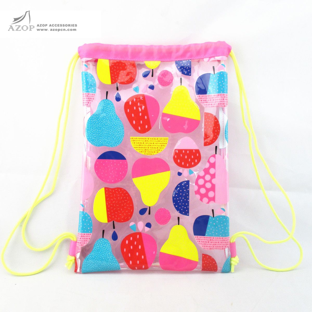 All Over Fruit Print PVC Swim Drawstring Bag