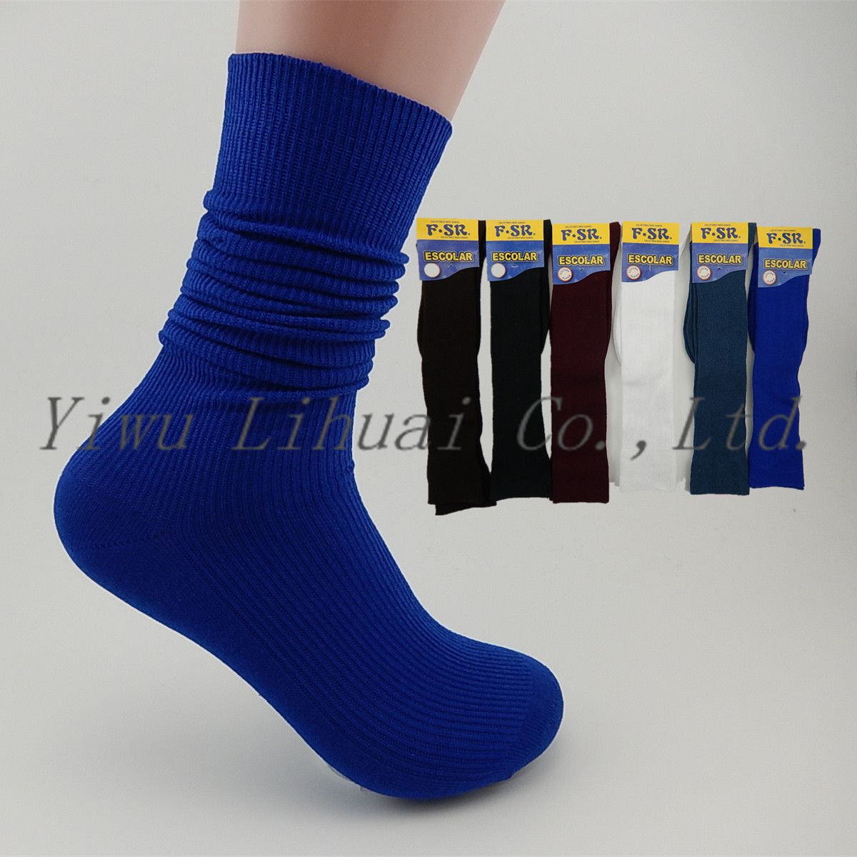 Ladies Comfortable Double Cylinder Crew Knee High Cotton Socks