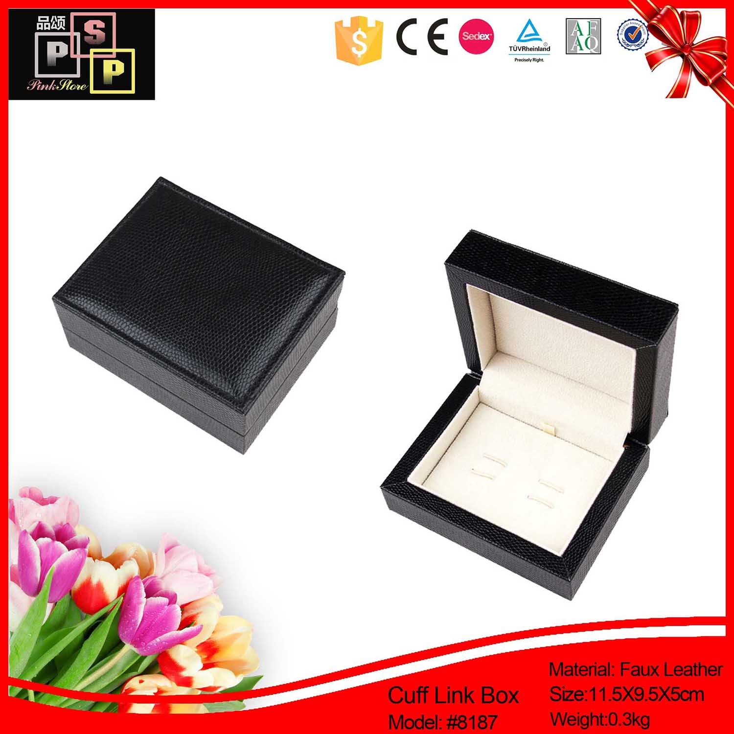 High Quality Custom Leather Cufflink Box for Men (8187)