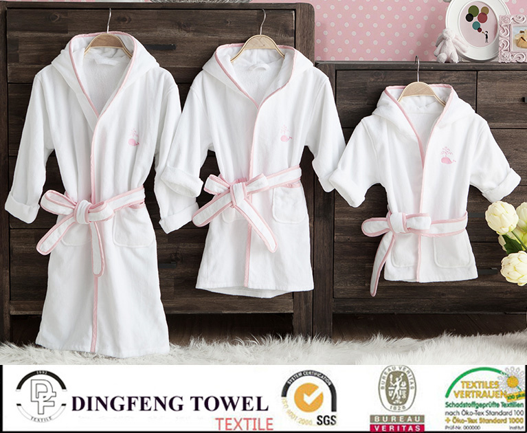100% Cotton Solid Color Super Soft Children Bathrobe Df-8830