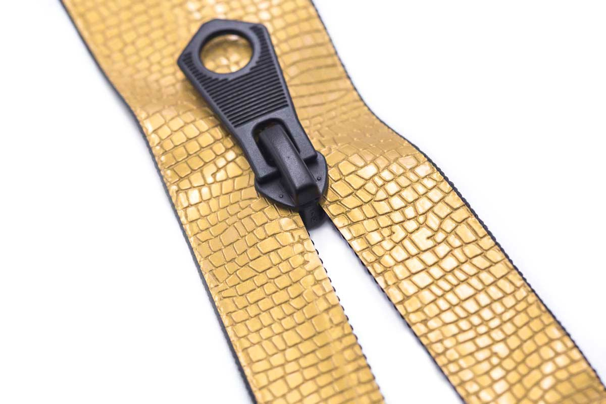 Nylon Zipper with Leather Tape/Yellow Color/Top Quality