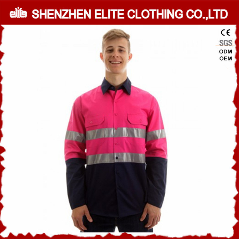 Men Pink 100 Cotton Twill Work Shirts Fr for Men with Logo