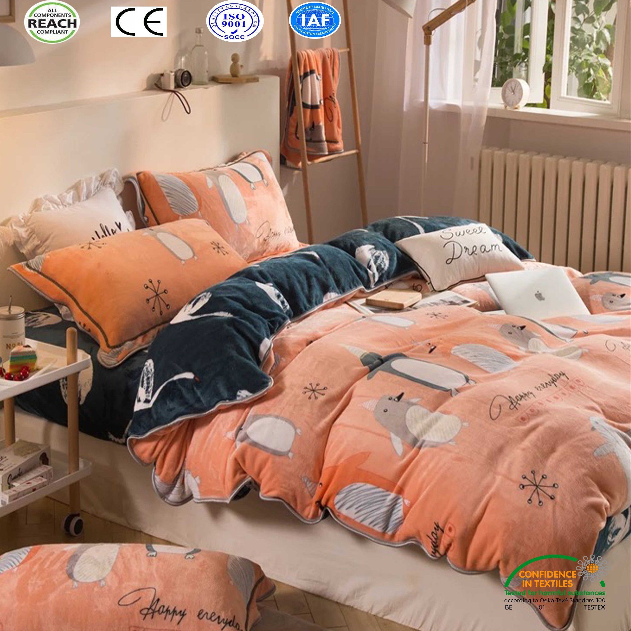 2018 New Design Super Warm 100% Polyester Fleece Bedding Sheet Set