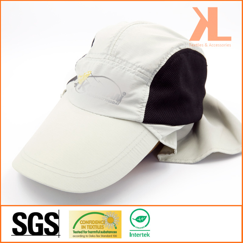 Polyester Taslon / Mesh Working Cap with Flap, Fish Cap