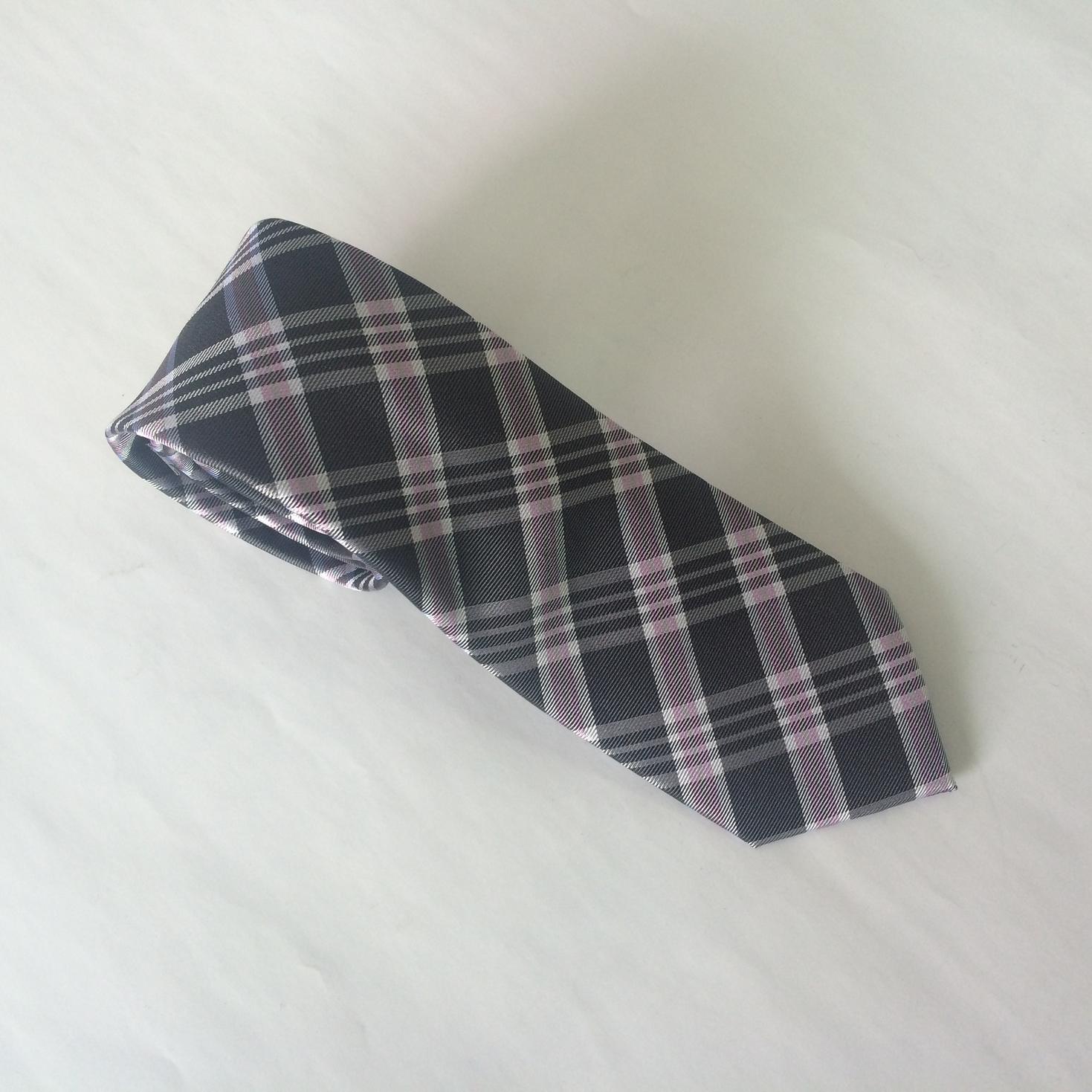Fashion Check Design Grey with Purple Colur Men's Woven Silk Neckties