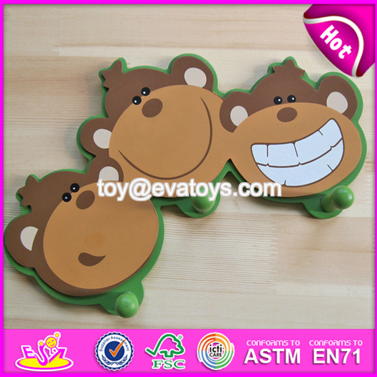 New Design Cartoon Monkey Children Wooden Door Hooks W09b072