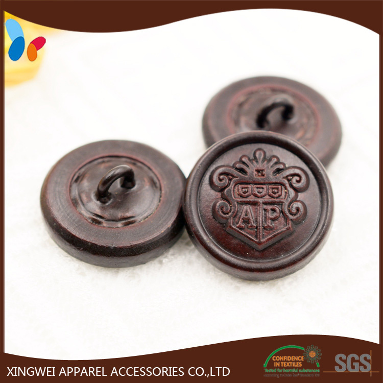 Hand Made Genuine Leather Covered Button with Shank