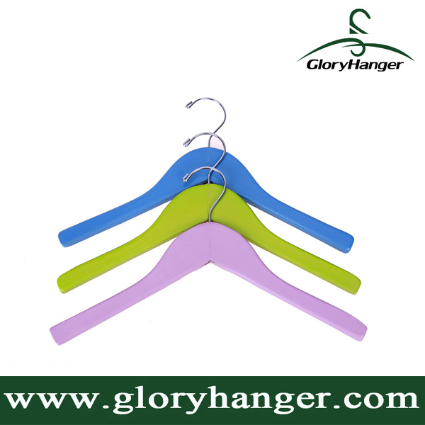 Factory Price Flat Wooden Children Hanger with Bent-End Hook