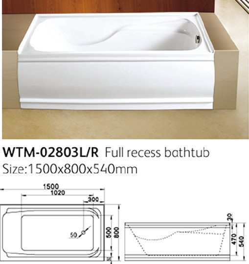 Apron Acrylic Bathtub with Cupc Certification