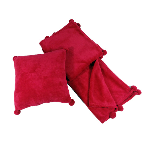 Coral Fleece Blanket and Back Cushion Travel Set