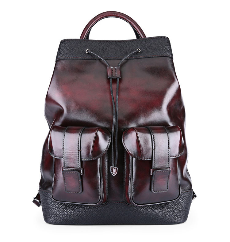 2017 Daily Use Large Capacity Vintage Leather Laptop Backpack with Tote