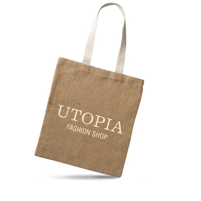 Jute Shopping Bag with Cotton Handles with Customized Logo