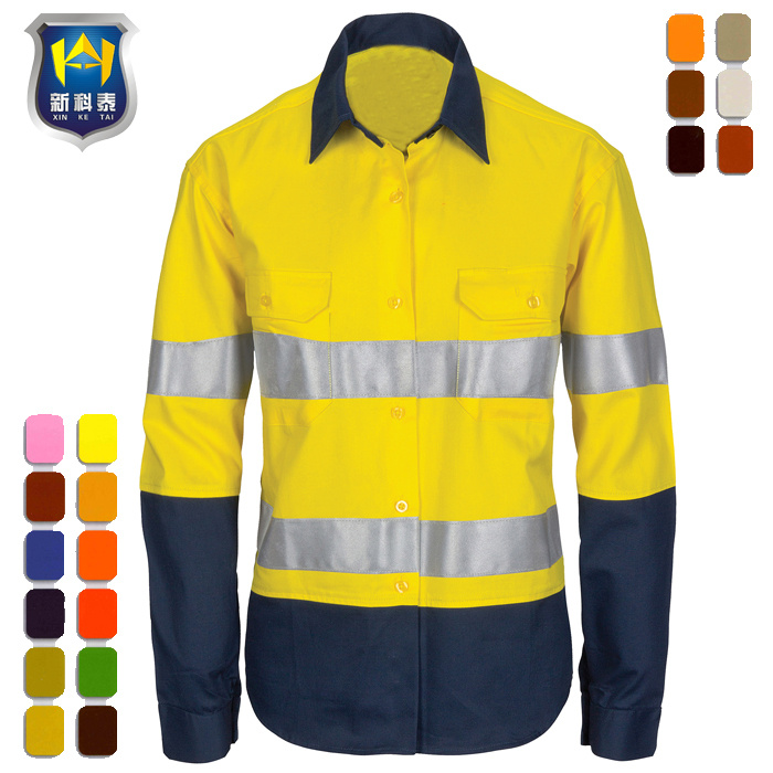 Two Tone Orange Reflective Trim Work Shirt for Construction