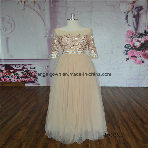 Middle Sleeve A Line Elegant Evening Dress Wedding Dress