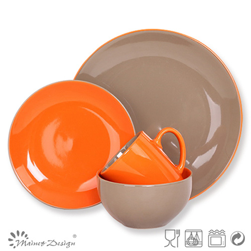 Bicolor Ceramic Stoneware Orange Clolor Dinner Set
