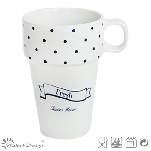 Special Design V Shape Stoneware Stackable Mug