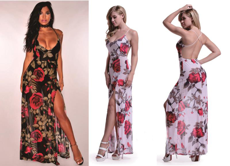 Summer Women Girl Long Dress Floral Print Slip Dress Sexy Gallus Beach Chiffon Long Dress Sleeveless Maxi Dress