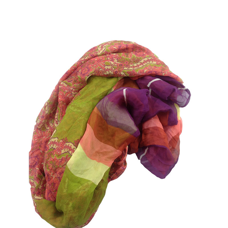 100% Silk Printed Chiffon Shawl (AFS1000255)