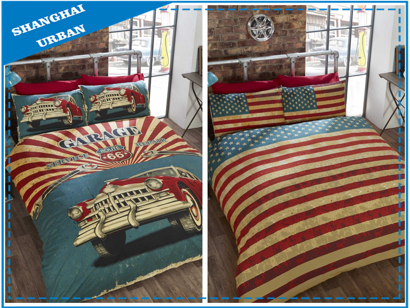 Reversible American Image Printed Polyester Duvet Cover Bedding Set