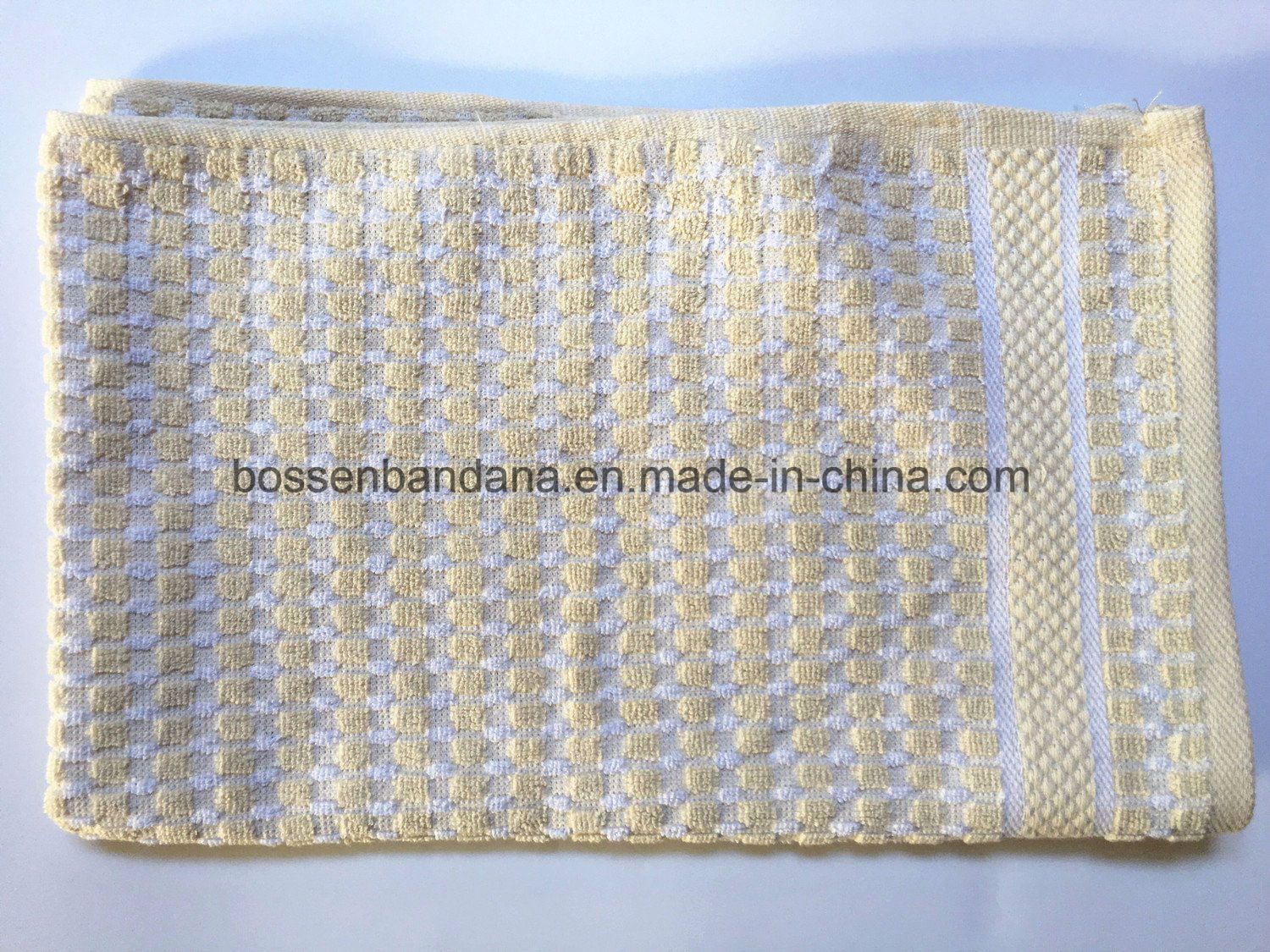 OEM Produce 80% Cotton 20% Polyester Custom Cream Jacquard Weave Terry Kitchen Towel