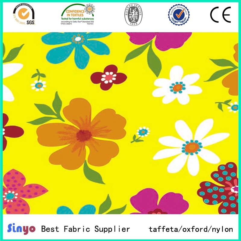 No White PVC Vogue Multi-Color Polyester Flowers Printed Fabric
