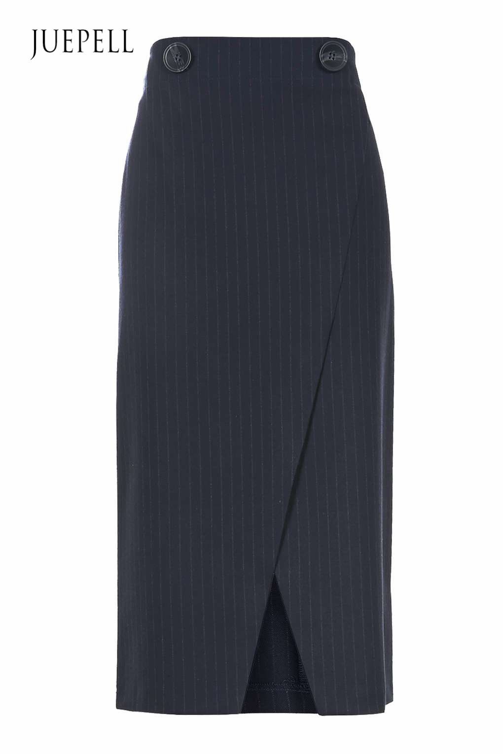 Pinstripe Wrap MIDI Skirt