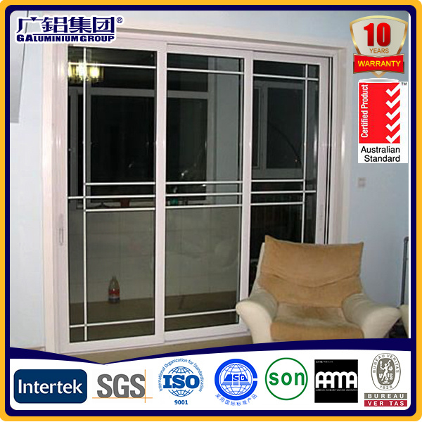 European Style White Color Aluminium PVC Sliding Window with Grills