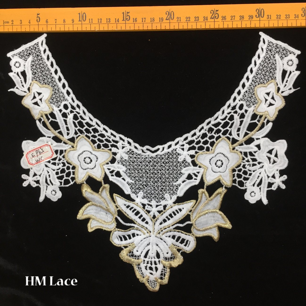 33*28cm Gold Star Flower Neckline Lace Fabric Eyelet Collar Lace Garment Accessories Hme965
