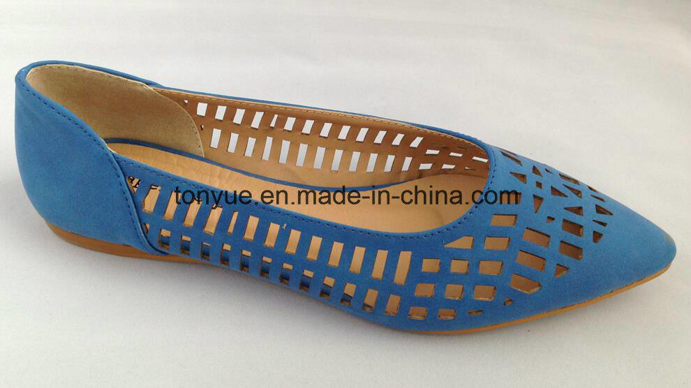 Lady Leather Shoe Laser Pointed Comfortable Flat