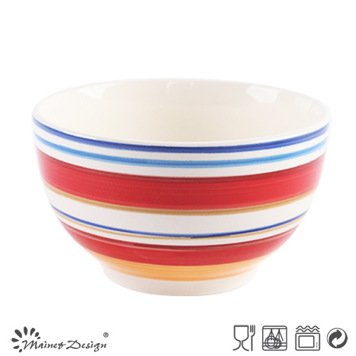 14cm Ceramic Bowl Cream Color with Hand Painted Color Design