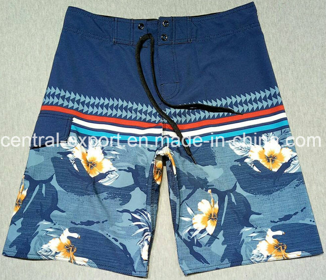 Oeko-Tex Flat Waist Polyester Patterned Men Board Short Swimwear