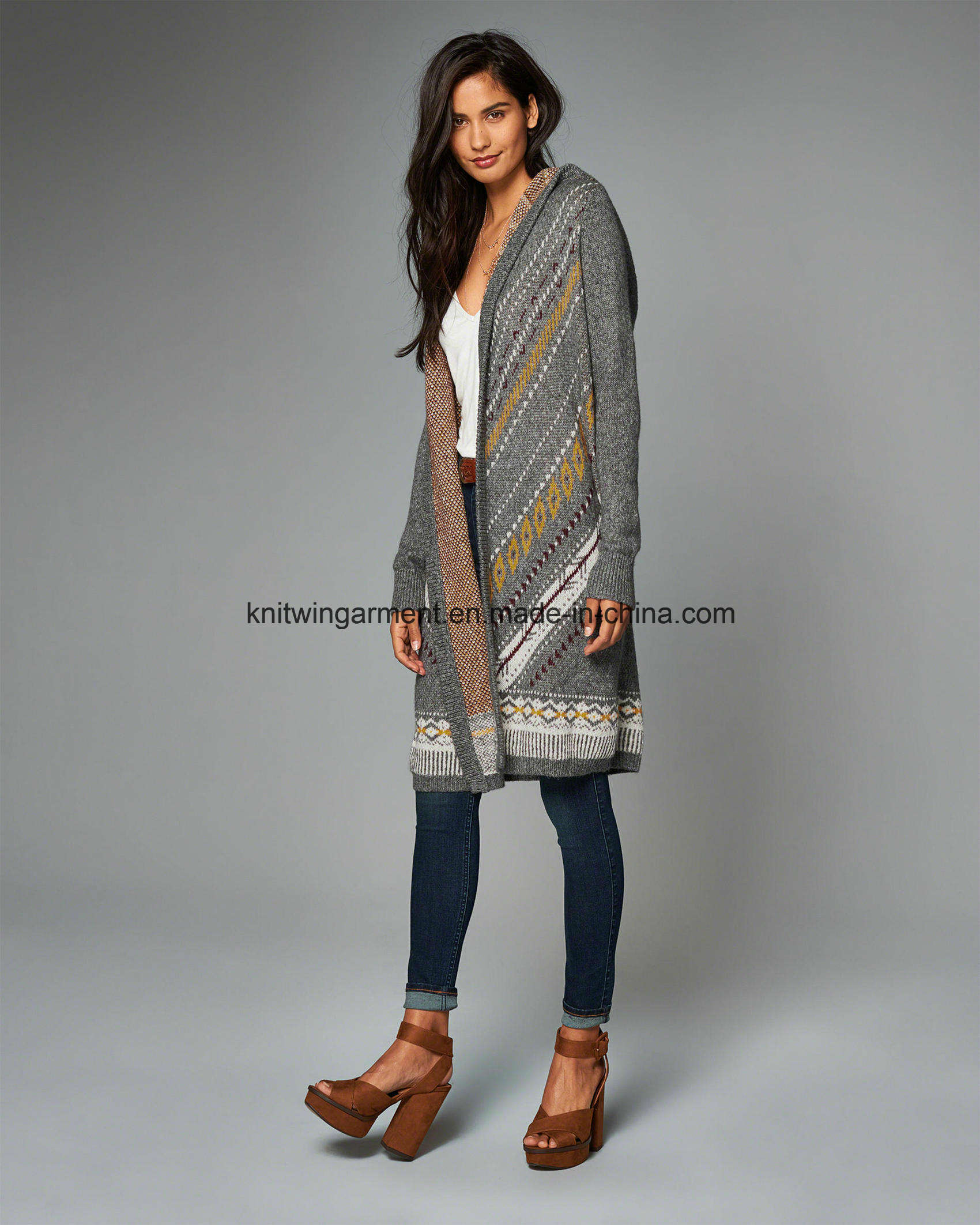 OEM Lady Fashion Hot Sales Long Cardigan Sweater