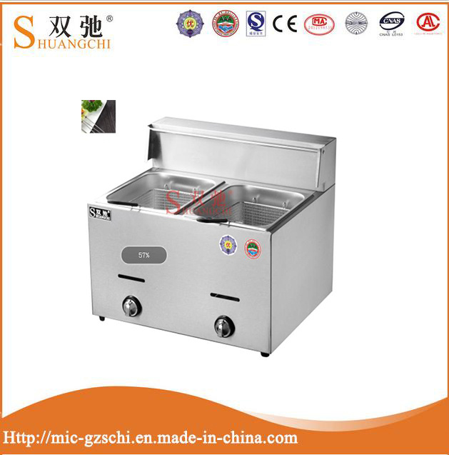 2-Tank 2-Basket Stainless Steel Gas Deep Fryer