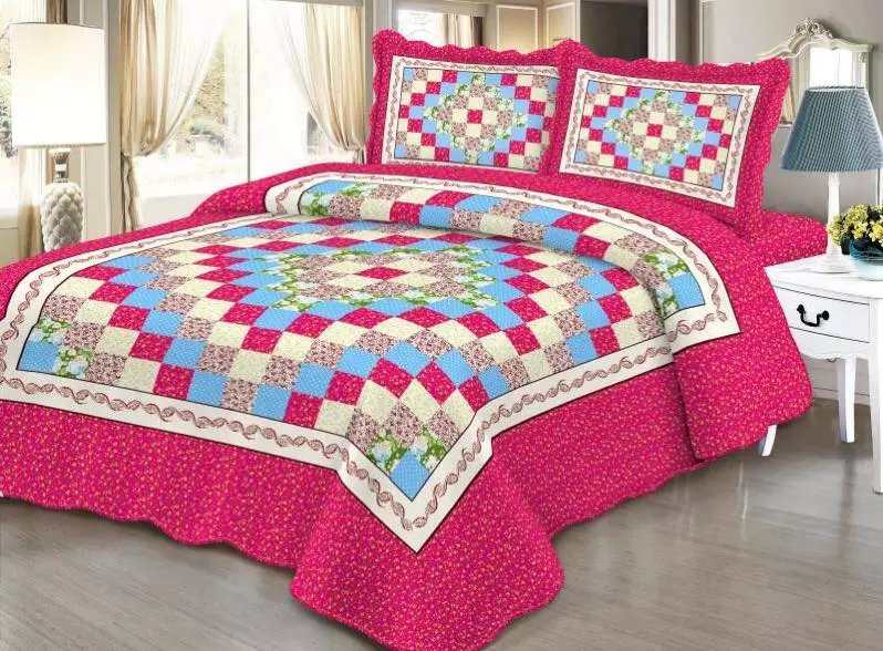 Classic Design Printed Pattern 3 PCS Quilt Coverlete Set