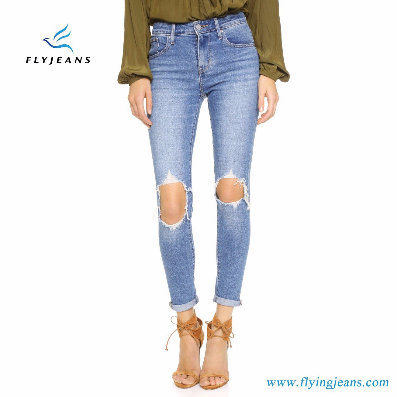 Straight-Leg Skinny High Waist Women Denim Light Blue Jeans by Fly Jeans