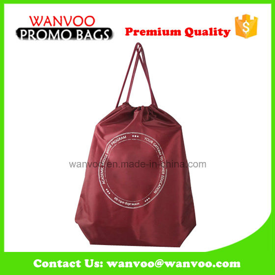 Polyester Reusable Drawstring Backpack Tote Bag