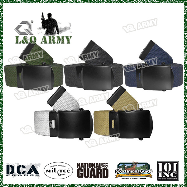 Military Web Belts Black Belt Buckle 100% Cotton Web Belts - 1.25