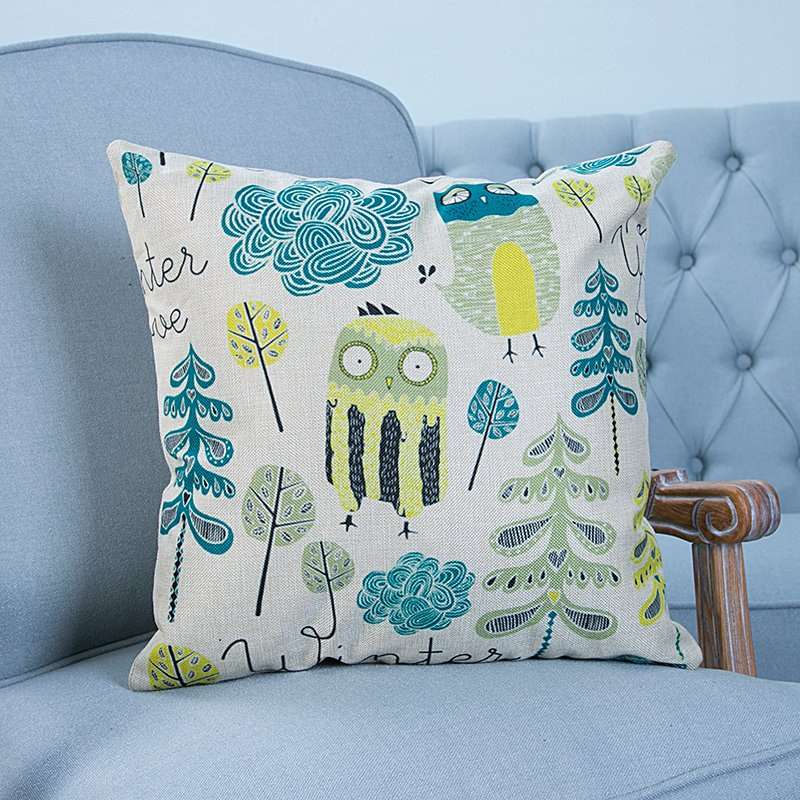Digital Print Decorative Cushion/Pillow with Owl Pattern (MX-15D)