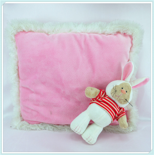Pink Cushion with a Cute Rabbit Plush Pillow