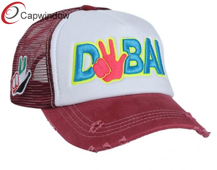 6 Panel Trucker (Mesh) Cap with 3D and Flat Embroidery