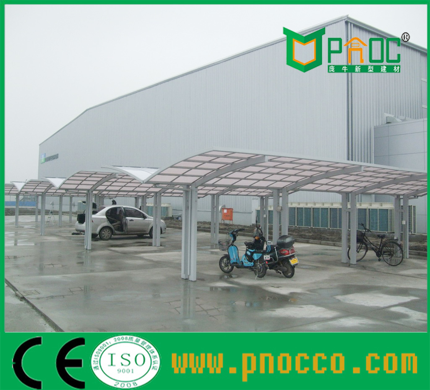 Pubilic Use Polycarbonate Aluminum Frame Carport Car Shelter