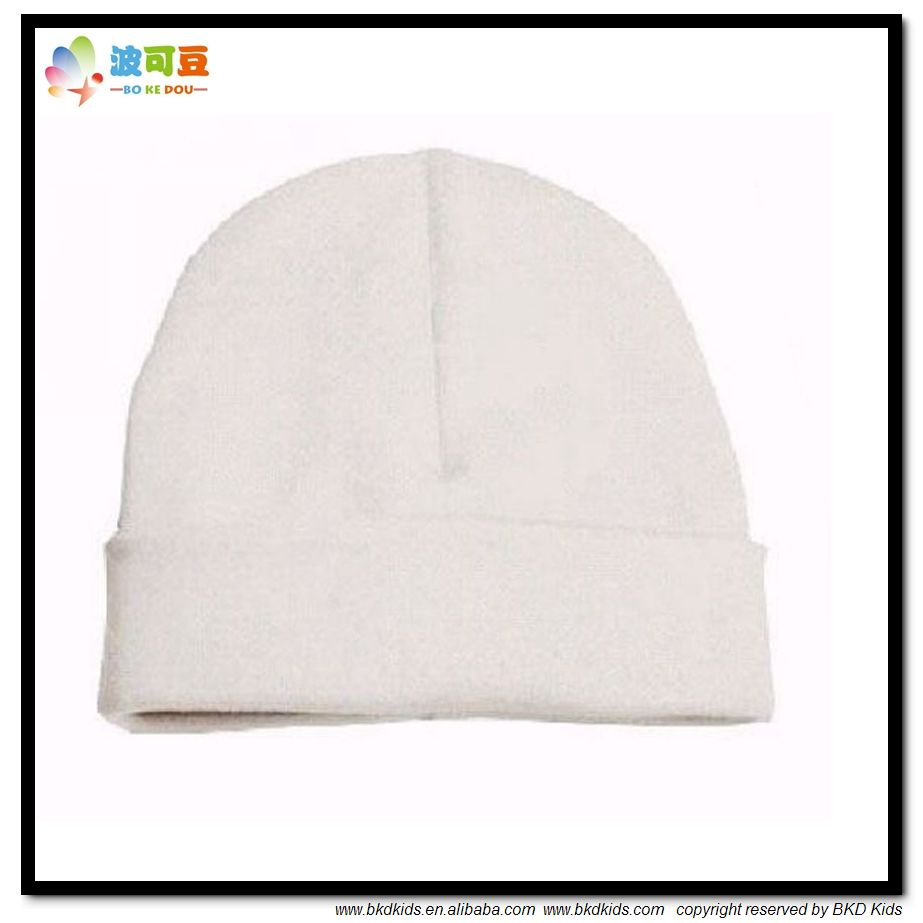 Plain Dyed Baby Accessory Soft White Newborn Beanie