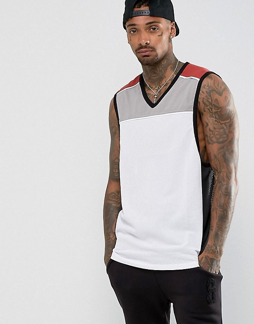 Men's Longline Vest with Mesh Panels and V Neck