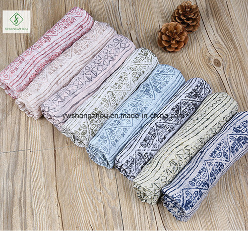 2017 Fashion Ladies Voile Multi Stripe Printed Designs Scarf Factory