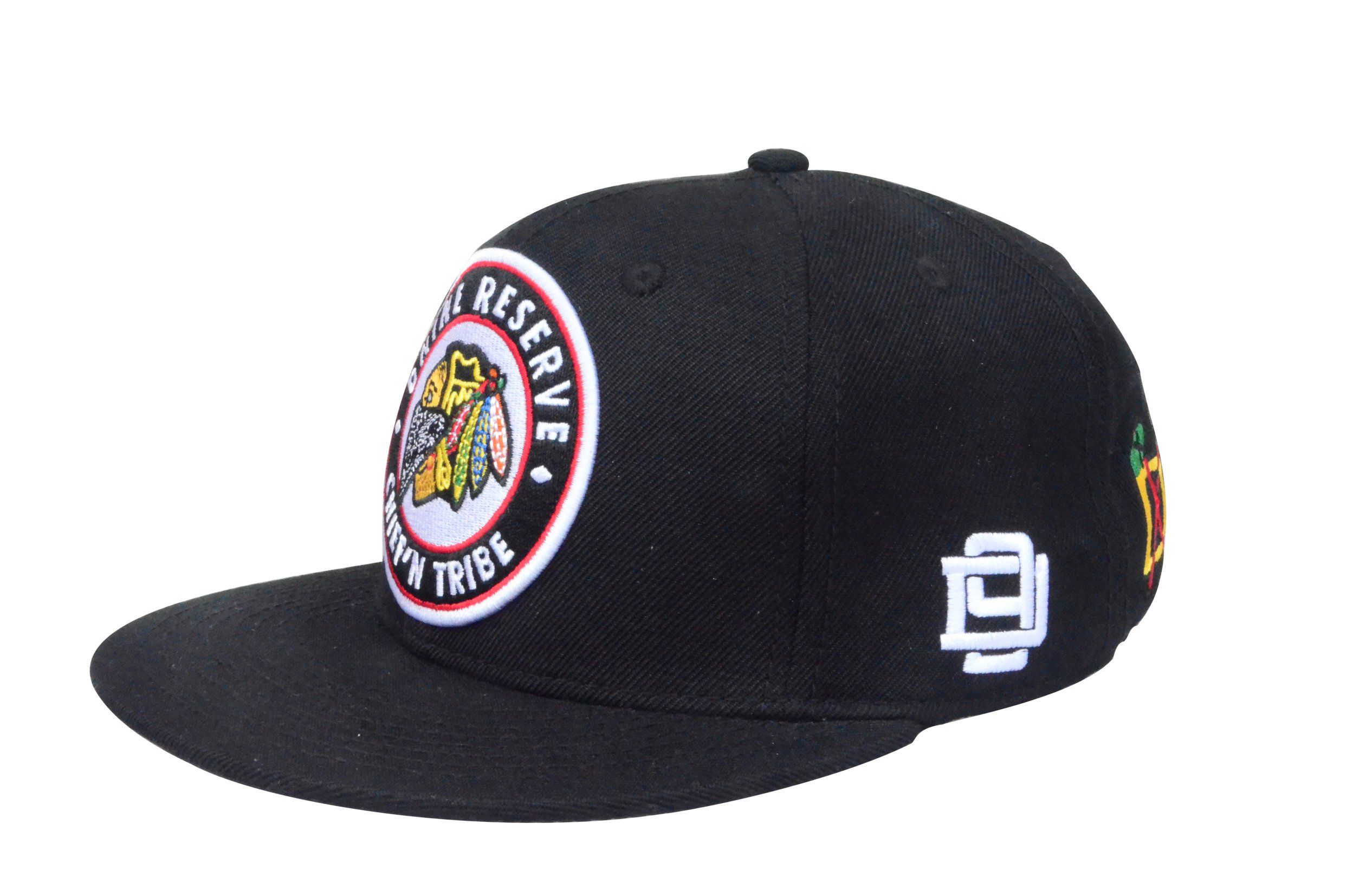 Custom Black 6 Panels Cotton Flat Brim Snapback Cap Hat