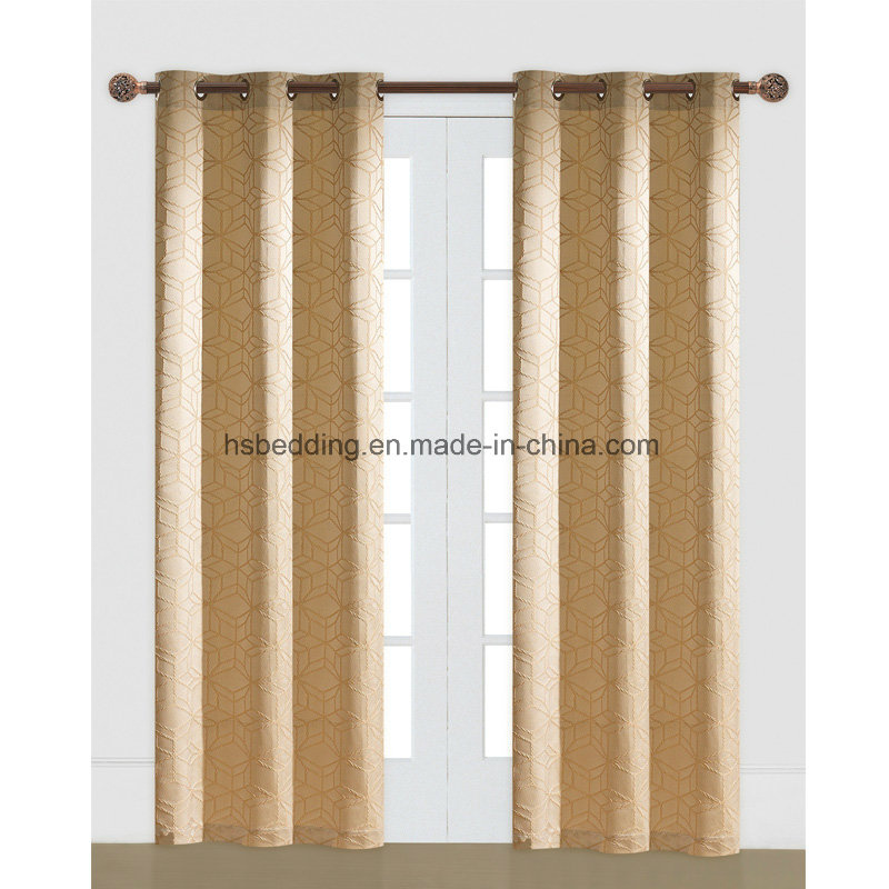 The Most Popular Warm Color for Living Room Jacquard Design Window Curtain