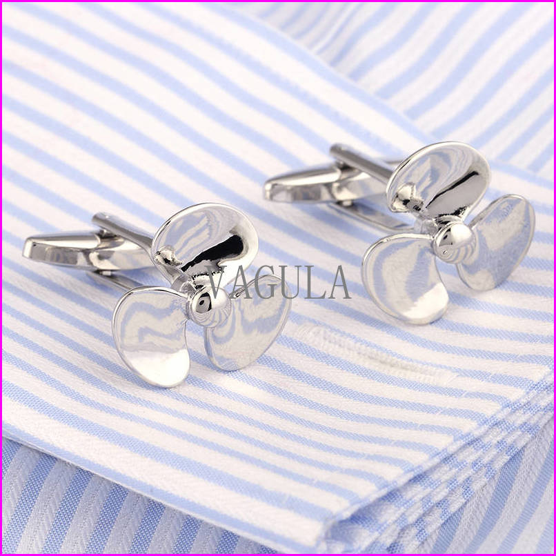 Silver Plated Propeller Brass Cufflink for Men