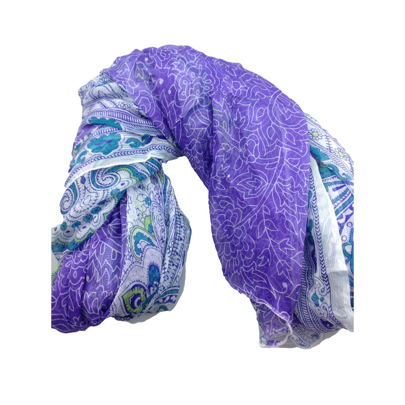 Silk Printed Crinkle Chiffon Shawl Stole (ALJ100063)