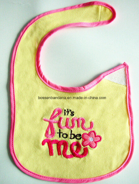 Factory Produce Custom Design Embroidered Cotton Jersey Baby Apron Bib